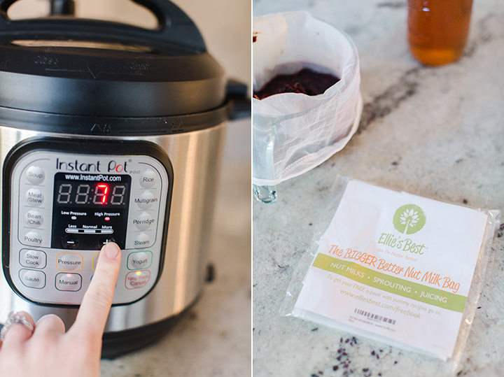 Instant Pot Elderberry Syrup Recipe to Boost Immunity. High in antioxidants, supports immune system, and anti-inflammatory.  Dried herb recipe easy to keep on hand for whenever you want to make a batch.  Quick instant pot recipe for easily making a batch of immune supporting elderberry syrup.