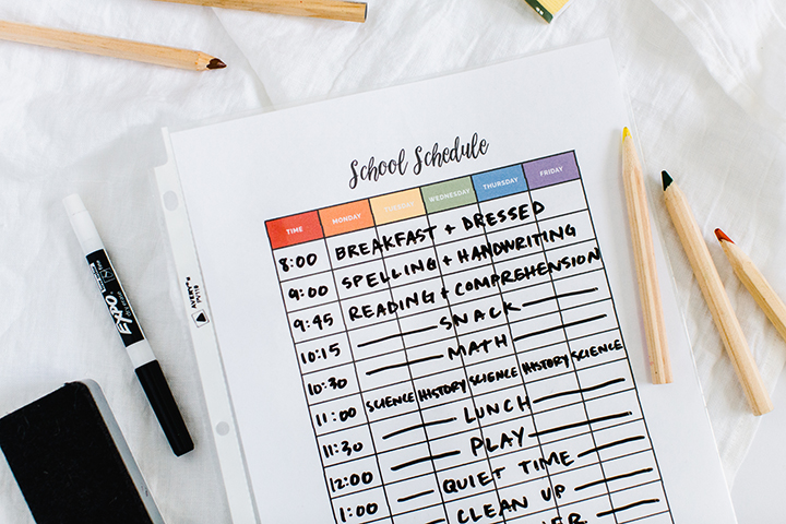 Tips for a Homeschool Schedule where Everyone Thrives Free Customizable Printable Schedule